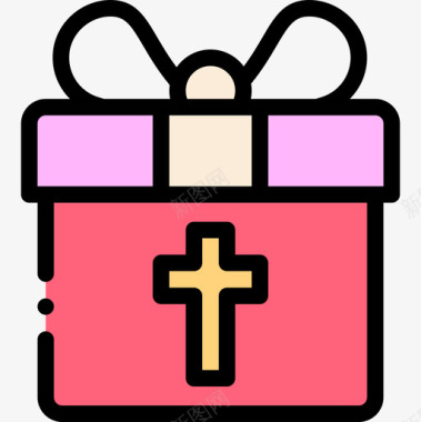 礼物复活节9线性颜色图标图标