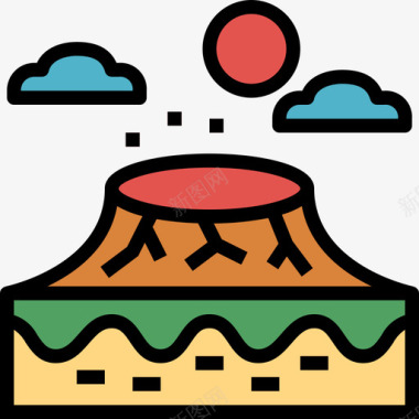 夏威夷火山17线形颜色图标图标