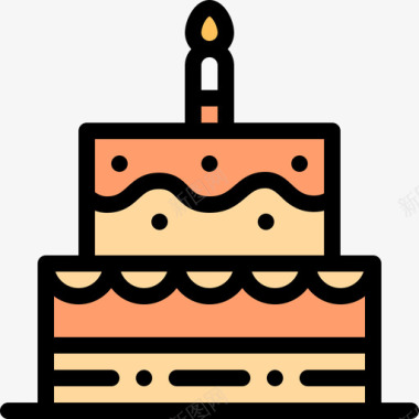 生日蛋糕婴儿92线性颜色图标图标