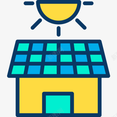 太阳能电池板能量26线性颜色图标图标