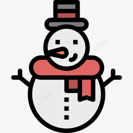 雪人圣诞195线性颜色图标svg_新图网 https://ixintu.com 圣诞195 线性颜色 雪人