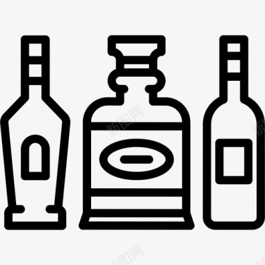 瓶子44号酒吧直线型图标图标