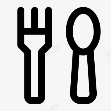 叉子和勺子晚餐食物图标图标