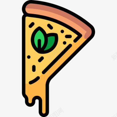 披萨片纯素食品4原色图标图标
