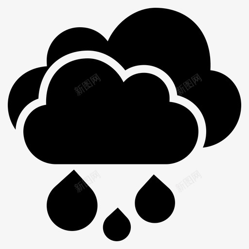 细雨雨天气图标svg_新图网 https://ixintu.com 天气 天气和云雕文 细雨 雨