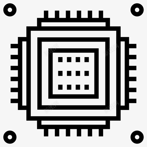 计算机处理器中央处理器计算机芯片图标svg_新图网 https://ixintu.com 中央处理器 微处理器 微芯片 计算机处理器 计算机硬件线图标 计算机芯片