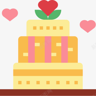 婚礼蛋糕面包房90扁平图标图标