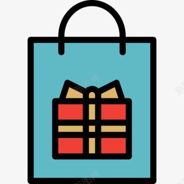礼品袋礼品21线性颜色图标图标