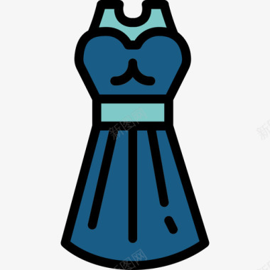 连衣裙时尚6线性颜色图标图标