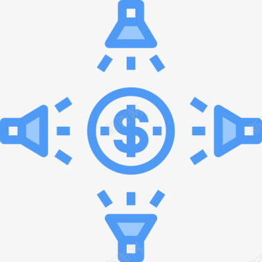 聚光灯金融货币5蓝色图标图标