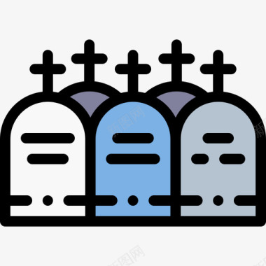 墓地葬礼15直系颜色图标图标