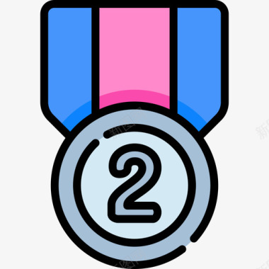 奖章奖章和徽章4线颜色图标图标