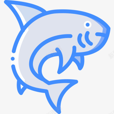 鲨鱼海洋生物蓝色图标图标
