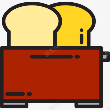 烤箱厨房65线性颜色图标图标
