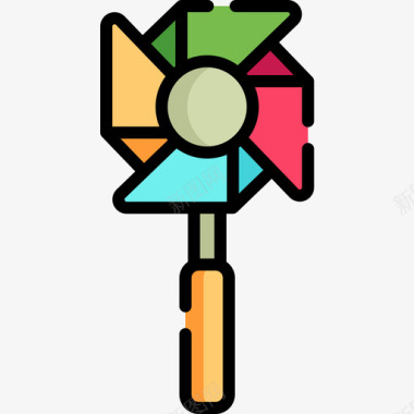 风车弹簧57线性颜色图标图标