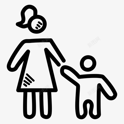 妈妈抱着儿子男孩孩子图标svg_新图网 https://ixintu.com 妈妈抱着儿子 孩子 家庭 母亲 母亲节涂鸦 父母 男孩
