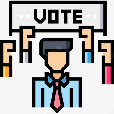 竞选投票选举11直线颜色图标图标