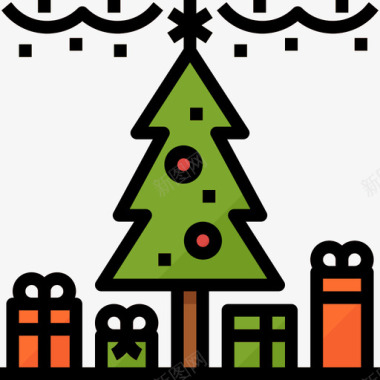 圣诞树圣诞191线形颜色图标图标