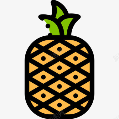 菠萝巴西嘉年华11线性颜色图标图标