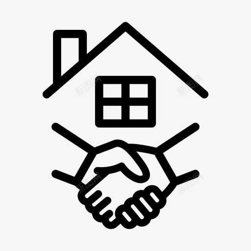 房地产协议交易图标svg_新图网 https://ixintu.com 交易 协议 房地产 房子 握手