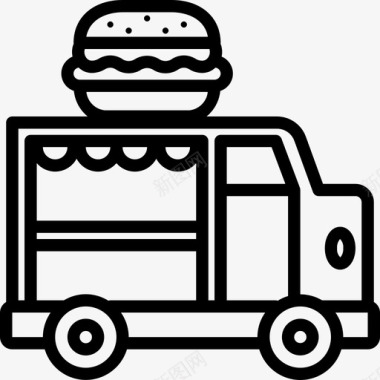 食品车街头食品3线性图标图标