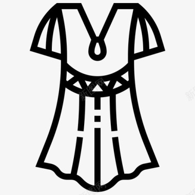 连衣裙波西米亚时尚图标图标