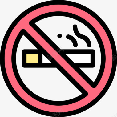 禁止吸烟酒店服务22直线颜色图标图标