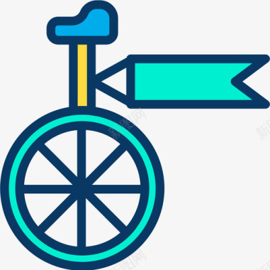 自行车马戏团52线性颜色图标图标
