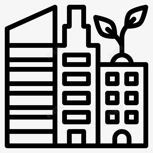 绿色建筑城市生态图标svg_新图网 https://ixintu.com 城市 建筑 环境 生态 绿色