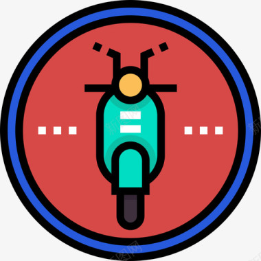 摩托车停车场19线性颜色图标图标