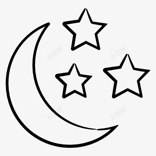夜晚月亮夜幕图标svg_新图网 https://ixintu.com 图标 夜幕 夜晚 天气 手绘 星星 月亮