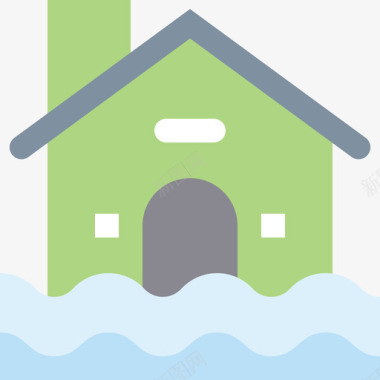 洪水建筑物和房地产2平图标图标