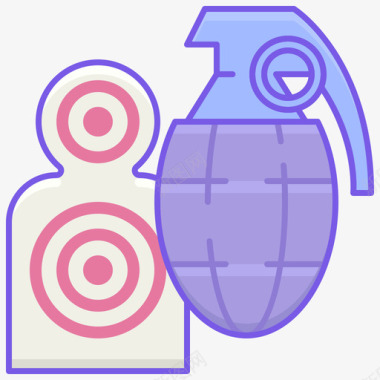 手榴弹运动2线性颜色图标图标