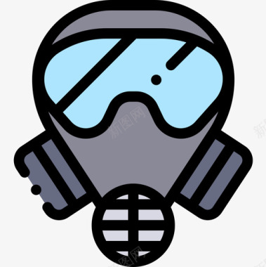防毒面具污染9线性颜色图标图标