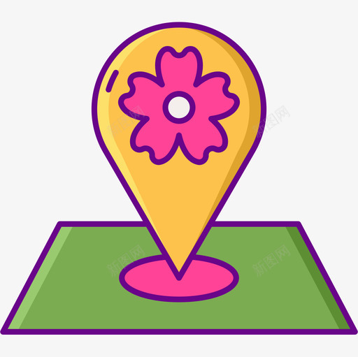 地图和位置樱花节线性颜色图标svg_新图网 https://ixintu.com 地图和位置 樱花节 线性颜色