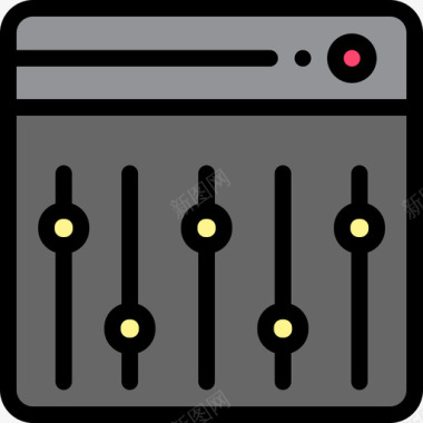 音乐混音器音频和视频10线性颜色图标图标