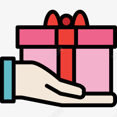 礼物礼物21线性颜色图标图标