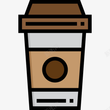咖啡杯办公用品4个线性颜色图标图标