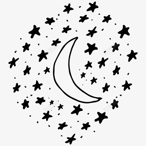 月亮和星星夜晚睡眠图标svg_新图网 https://ixintu.com 夜晚 太空 星星 月亮 睡眠