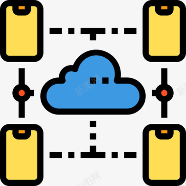 云计算云技术23线性颜色图标图标