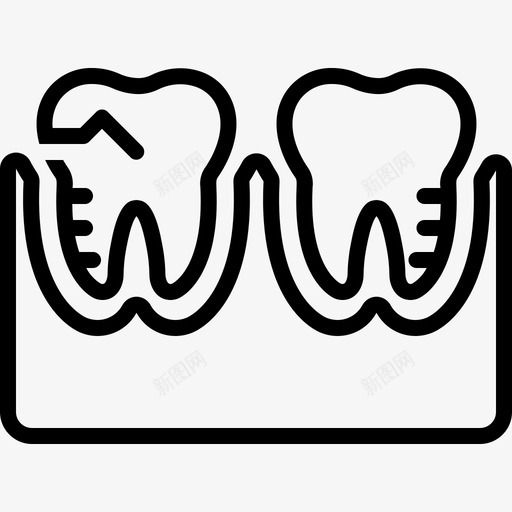 磨牙轮廓正畸假牙图标svg_新图网 https://ixintu.com 假牙 正畸 治疗 牙痛 磨牙轮廓