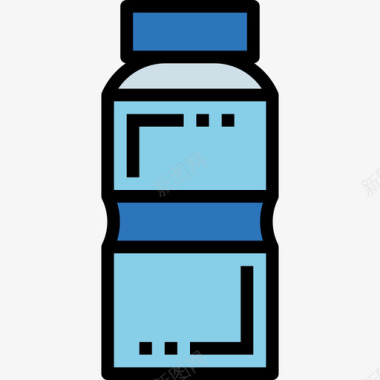 水瓶健身馆3线性颜色图标图标