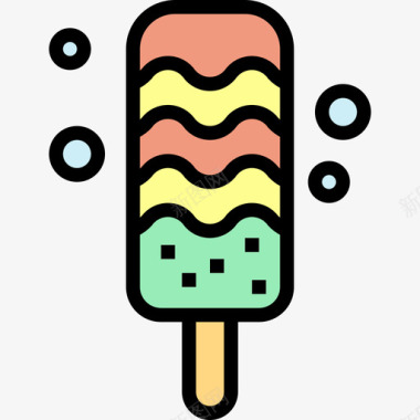 冰淇淋夏威夷17线性颜色图标图标