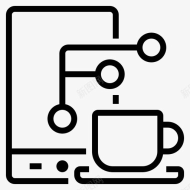 社交媒体上的咖啡和分享商务智能手机图标图标