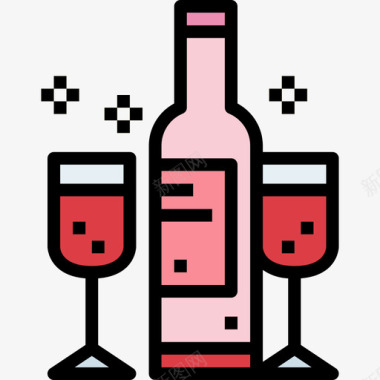 葡萄酒复活节59线性颜色图标图标