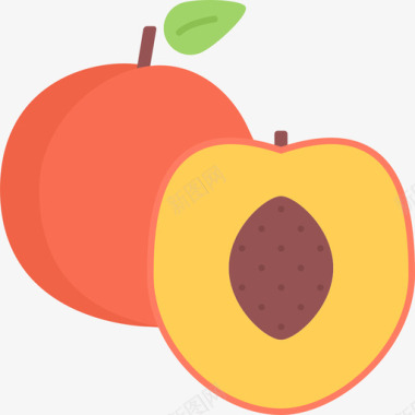 桃子食物156扁平图标图标