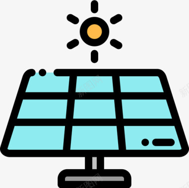太阳能智慧城市15线性色彩图标图标