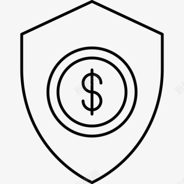 盾牌美元货币图标图标