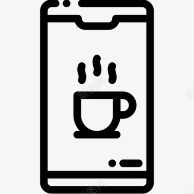 智能手机23号咖啡厅线性图标图标