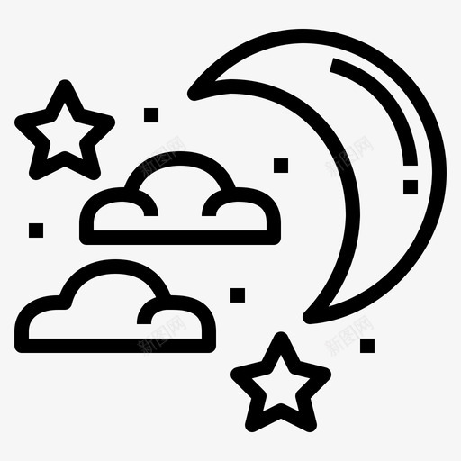 夜晚半月自然图标svg_新图网 https://ixintu.com 之夜 半月 夜晚 星星 自然 舞会